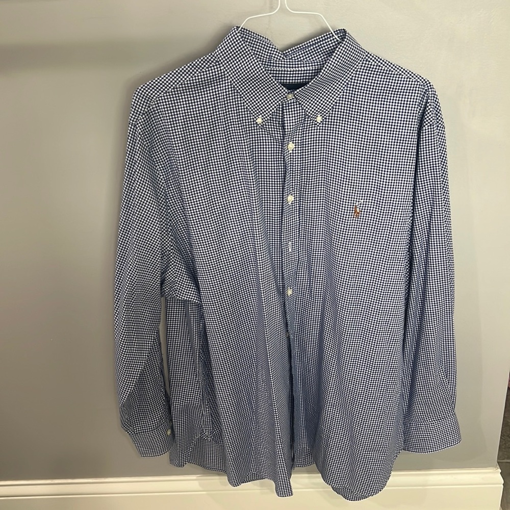 Ralph Lauren Navy & White Plaid Button Down Shirt